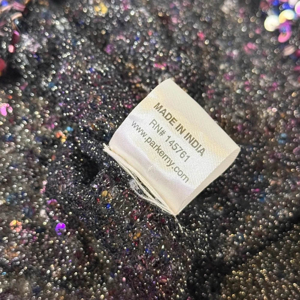 Parker All Over Colorful Sequin Top Womens XS Sheer Festive Holiday Sparkle Glam